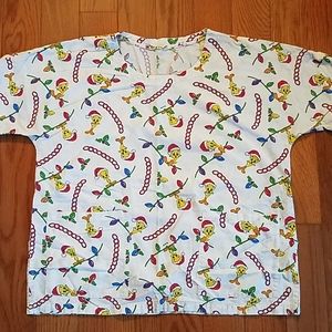 🍏 Christmas Tweety Bird Scrub Top